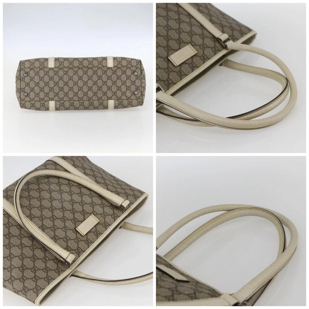 GUCCI GG Supreme Tote Bag PVC Beige Silver - Picture 15 of 16